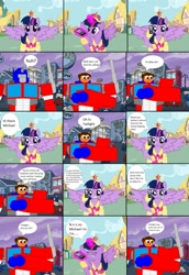 Size: 741x1078 | Tagged: safe, artist:trainman3985, character:twilight sparkle, character:twilight sparkle (alicorn), non-mlp oc, oc, self insert, species:alicorn, species:pony, crying, female, mare, optimus prime, transformers