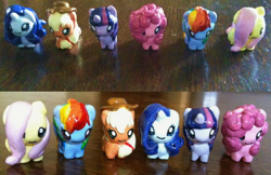 Size: 637x413 | Tagged: safe, artist:ponymonster, character:applejack, character:fluttershy, character:pinkie pie, character:rainbow dash, character:rarity, character:twilight sparkle, chibi, figurine