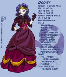 Size: 780x900 | Tagged: safe, artist:robd2003, character:rarity, dungeons and dragons, fantasy class, humanized, rogue