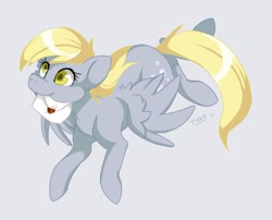 Size: 642x519 | Tagged: safe, artist:mr-tiaa, character:derpy hooves, species:pegasus, species:pony, g4, female, flying, letter, mare, mouth hold, simple background, solo