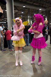 Size: 683x1024 | Tagged: safe, artist:aktrez, photographer:franklin teng photography, character:fluttershy, character:pinkie pie, species:human, 2011, cosplay, irl, irl human, jessica nigri, photo