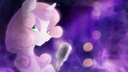 Size: 3200x1800 | Tagged: safe, artist:shaadorian, character:sweetie belle, eyeshadow, female, microphone, older, solo