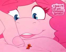 Size: 1650x1320 | Tagged: safe, artist:sheela, character:pinkie pie, oc, species:anthro, giantess, micro