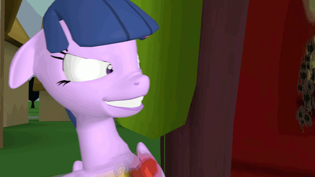 Size: 640x360 | Tagged: dead source, safe, artist:camchao, character:twilight sparkle, character:twilight sparkle (alicorn), species:alicorn, species:pony, 3d, animated, door, female, grin, here's johnny, insanity, loop, mare, meme, parody, solo, source filmmaker, the shining, twilight scepter, twilight snapple