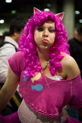 Size: 3162x4743 | Tagged: safe, artist:aktrez, character:pinkie pie, species:human, comikaze expo, cosplay, irl, irl human, photo, silly face, solo