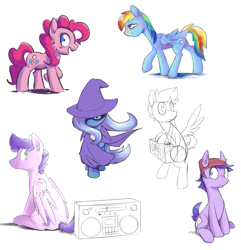 Size: 889x921 | Tagged: safe, artist:yeendip, character:pinkie pie, character:rainbow dash, character:trixie, oc