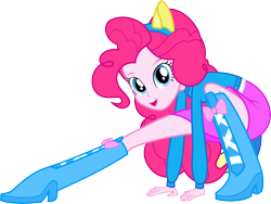 Size: 7961x6000 | Tagged: safe, artist:givralix, character:pinkie pie, equestria girls:equestria girls, g4, my little pony: equestria girls, my little pony:equestria girls, absurd resolution, balancing, boots, clothing, female, helping twilight win the crown, high heel boots, looking at you, open mouth, simple background, skirt, smiling, solo, transparent background, vector, wondercolts uniform