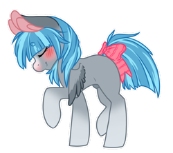 Size: 900x800 | Tagged: safe, artist:sinclair2013, oc, oc only, species:pegasus, species:pony, blushing, bow, crossdressing, male, nudity, sheath, solo, tail bow, trap