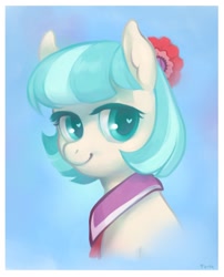 Size: 1280x1584 | Tagged: safe, artist:purmu, character:coco pommel, cocobetes, cute, female, heart eyes, simple background, smiling, solo, wingding eyes