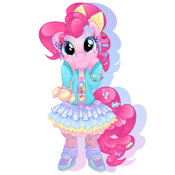 Size: 1500x1500 | Tagged: safe, artist:tenaflyviper, character:pinkie pie, species:pony, alternate hairstyle, bipedal, clothing, cute, diapinkes, eyeshadow, fairy kei, fashion, female, harajuku, makeup, solo