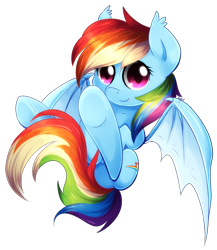 Size: 780x900 | Tagged: safe, artist:agletka, character:rainbow dash, species:bat pony, species:pony, episode:bats!, g4, my little pony: friendship is magic, bat ponified, female, looking at you, race swap, rainbowbat, solo