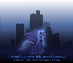 Size: 911x794 | Tagged: safe, artist:grayma1k, character:princess luna, species:alicorn, species:pony, city, female, solo