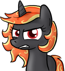 Size: 270x295 | Tagged: safe, artist:paper-pony, oc, oc only, oc:incendia, species:pony, fanfic:antipodes, angry, solo