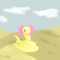 Size: 1000x1000 | Tagged: safe, artist:scouthiro, character:fluttershy, female, fluttersnake, snake, solo, species swap