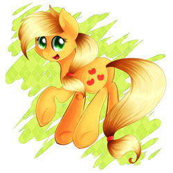 Size: 1140x1140 | Tagged: safe, artist:agletka, character:applejack, female, looking at you, looking back, solo