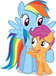 Size: 7354x10000 | Tagged: safe, artist:daringdashie, character:rainbow dash, character:scootaloo, species:pegasus, species:pony, absurd resolution, female, filly, hug, mare, scootalove, simple background, transparent background