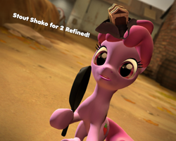 Size: 1280x1024 | Tagged: safe, artist:gergta, edit, character:berry punch, character:berryshine, 3d, crossover, demoberry, demoman, demopan, female, gmod, meme, pan, solo, stout shako, stout shako for two refined, team fortress 2