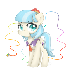 Size: 2300x2300 | Tagged: safe, artist:meotashie, character:coco pommel, episode:rarity takes manehattan, g4, my little pony: friendship is magic, female, looking at you, rainbow thread, solo