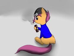 Size: 1200x900 | Tagged: source needed, safe, artist:kamushek228, character:scootaloo, species:pegasus, species:pony, 228, alcohol, cigarette, energy drink, female, gopnik, russian, smoking, solo, tracksuit