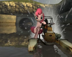 Size: 1280x1024 | Tagged: safe, artist:gergta, character:pinkie pie, 3d, airboat, crossover, female, gmod, half-life, half-life 2, solo, water