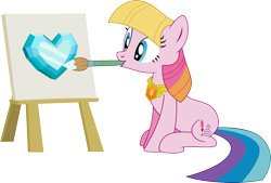 Size: 1703x1150 | Tagged: safe, artist:kaylathehedgehog, character:rarity (g3), character:toola roola, species:earth pony, species:pony, g3, g4, crystal heart, cute, element of creativity, elements of harmony, female, g3 to g4, generation leap, not twilight sparkle, paintbrush, painting, roolabetes, solo, toola roola will be painting away