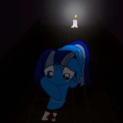 Size: 6000x6000 | Tagged: safe, artist:csillaghullo, oc, oc only, species:pegasus, species:pony, absurd resolution, candle, corridor, crying, dark, heart, heartbreak, sad, solo
