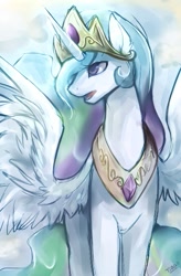 Size: 359x548 | Tagged: safe, artist:mr-tiaa, character:princess celestia, species:alicorn, species:pony, g4, crown, female, jewelry, mare, open mouth, paint tool sai, regalia, solo