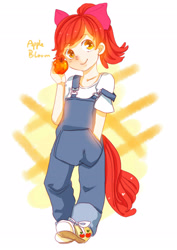 Size: 2480x3507 | Tagged: safe, artist:daikoku, character:apple bloom, species:human, adorabloom, apple, cute, female, humanized, pixiv, ponytail, solo, tailed humanization