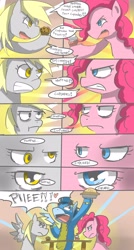 Size: 1500x2800 | Tagged: safe, artist:stupidyou3, character:derpy hooves, character:pinkie pie, character:soarin', species:earth pony, species:pegasus, species:pony, episode:the best night ever, g4, my little pony: friendship is magic, clothing, comic, cupcake, cupcakes vs muffins, female, male, mare, muffin, paint tool sai, pie, spread wings, stallion, that pony sure does love cupcakes, that pony sure does love muffins, that pony sure does love pies, uniform, wings, wonderbolts uniform