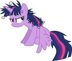 Size: 3000x2553 | Tagged: safe, artist:ruinedomega, character:twilight sparkle, character:twilight sparkle (alicorn), species:alicorn, species:pony, ponyscape, episode:inspiration manifestation, g4, my little pony: friendship is magic, disgruntled, dishevelled, female, high res, mare, messy mane, sitting, solo, twilight is not amused, unamused, upset, vector