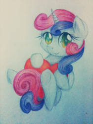 Size: 1000x1333 | Tagged: safe, artist:agletka, character:sweetie belle, female, photo, solo, traditional art