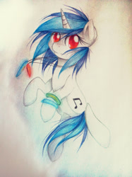 Size: 1280x1707 | Tagged: safe, artist:agletka, character:dj pon-3, character:vinyl scratch, female, glowstick, photo, solo, traditional art