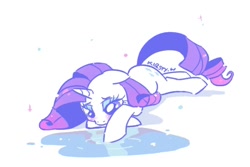 Size: 552x368 | Tagged: safe, artist:kelsea-chan, character:rarity, species:pony, species:unicorn, g4, female, mare, prone, sad, solo, water