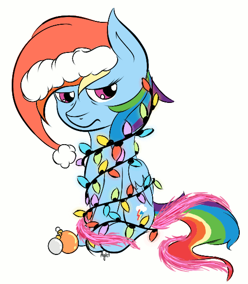 Size: 510x585 | Tagged: safe, artist:agletka, character:rainbow dash, animated, christmas, female, solo