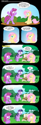 Size: 1250x3756 | Tagged: safe, artist:epulson, character:berry punch, character:berryshine, character:fluttershy, character:twilight sparkle, bait and switch, blushing, comic, implied clopping