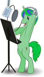 Size: 834x1454 | Tagged: safe, artist:fimbulvinter, oc, oc only, species:pony, bipedal, headphones, microphone, music stand, recording, simple background, solo, transparent background, vector