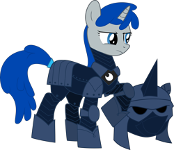 Size: 3470x3000 | Tagged: safe, artist:ruinedomega, oc, oc only, oc:sapphire aegis, species:pony, species:unicorn, ponyscape, armor, night guard, sapphire, solo, standing, vector