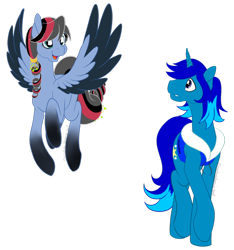 Size: 800x855 | Tagged: safe, artist:arcadianphoenix, oc, oc only, oc:dusk spark, oc:light shine, species:crystal pony, species:pegasus, species:pony, species:unicorn, adoptable, clothing, commission, female, greeting, jacket, male, mare, meeting, stallion