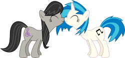 Size: 12425x5755 | Tagged: safe, artist:mysteriouskaos, character:dj pon-3, character:octavia melody, character:vinyl scratch, ship:scratchtavia, absurd resolution, female, lesbian, nuzzling, shipping