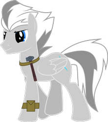 Size: 3000x3394 | Tagged: safe, artist:ruinedomega, oc, oc only, oc:quick silver, species:pegasus, species:pony, ponyscape, author:larathin, farrier, solo, vector