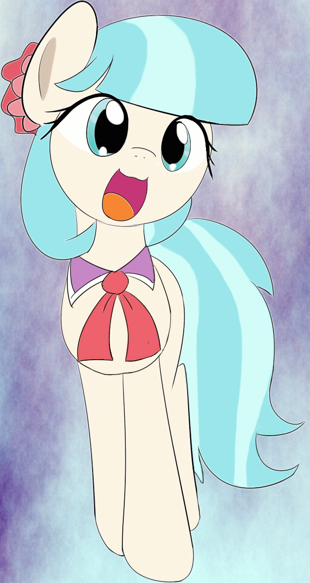 Size: 626x1175 | Tagged: safe, artist:arcum42, artist:mcsadat, artist:rammbrony, character:coco pommel, species:earth pony, species:pony, :3, animated, cocobetes, cute, eye shimmer, female, hnnng, mare, open mouth, smiling, solo, weapons-grade cute