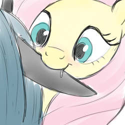 Size: 600x600 | Tagged: safe, artist:hudoyjnik, character:fluttershy, character:queen chrysalis, species:pony, ship:chrysashy, bedroom eyes, biting, ear bite, female, lesbian, looking at you, shipping