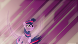 Size: 1920x1080 | Tagged: safe, artist:mithandir730, artist:mysteriouskaos, character:twilight sparkle, species:pony, species:unicorn, female, implied, mare, remake, solo, vector, wallpaper, windswept mane, wings