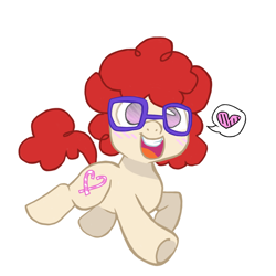 Size: 1280x1280 | Tagged: safe, artist:arcum42, artist:inkie-heart, character:twist, colored, cute, female, filly, glasses, happy, heart, open mouth, sketch, solo, underhoof