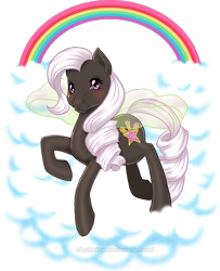 Size: 907x1116 | Tagged: safe, artist:hollowzero, g1, cloud, female, hollywood (g1), rainbow, redesign, solo