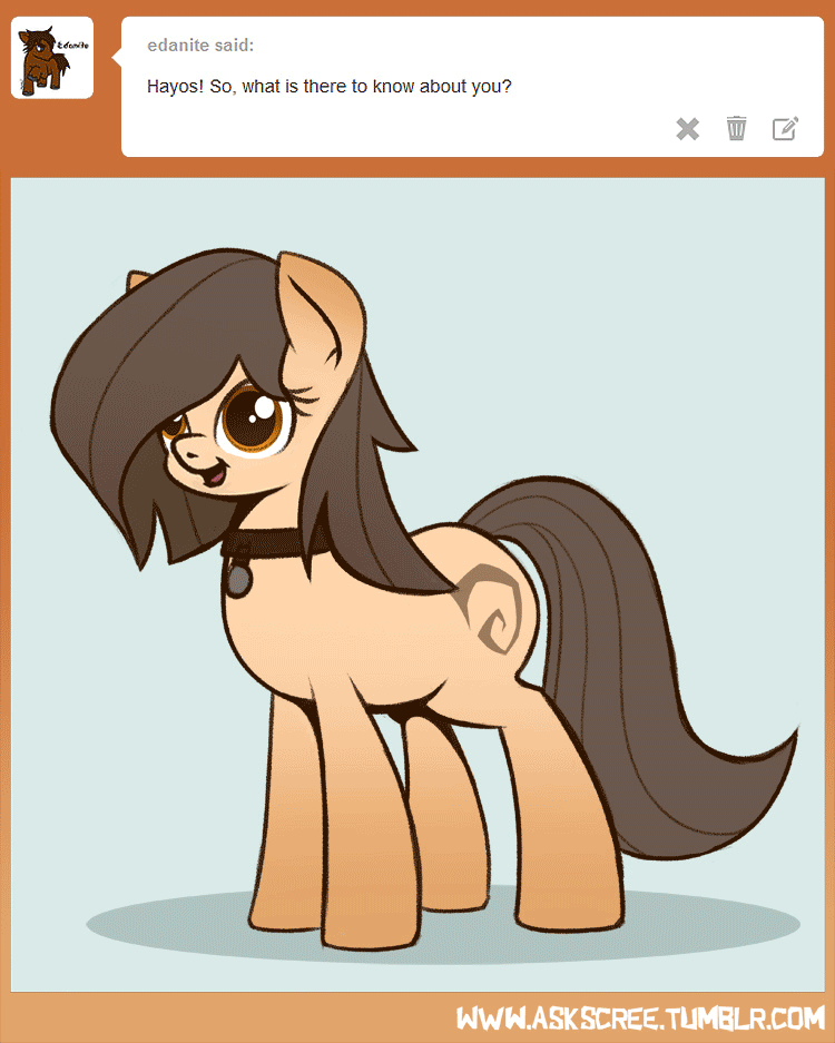 Size: 750x937 | Tagged: safe, artist:biscuitpone, oc, oc only, oc:scree, animated, choker, cutie mark, eyes, hooves, mouth, nom, open mouth, pendant, plot, smiling, solo, swiggity swag, tumblr