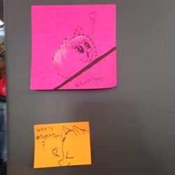 Size: 640x640 | Tagged: safe, artist:postitpony, oc, oc only, oc:fluffle puff, bronycon, sticky note, traditional art