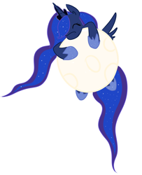 Size: 2840x3496 | Tagged: safe, artist:fribox, character:princess luna, species:alicorn, species:pony, eyes closed, female, high res, moon, simple background, solo, tangible heavenly object