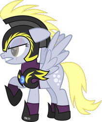 Size: 3000x3552 | Tagged: safe, artist:ruinedomega, character:derpy hooves, species:pegasus, species:pony, ponyscape, angry, armor, female, mare, scar, solo, standing, vector