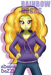 Size: 600x875 | Tagged: safe, artist:orca, character:adagio dazzle, equestria girls:rainbow rocks, g4, my little pony: equestria girls, my little pony:equestria girls, blep, clothing, female, gem, hoodie, pixiv, siren gem, solo, tongue out